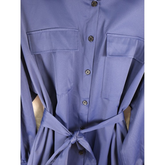 PRETTY GARDEN Navy Blue Long Sleeve Belted Shirt Dress Tunic Coastal XL - Picture 4 of 9